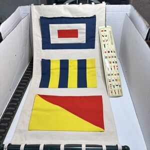 Authentic Models Nautical Sailing 3 Flag Pockets Canvas Wall Hang Storage Decor
